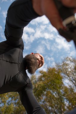 Sakallı bisikletçi binicilik bisiklet