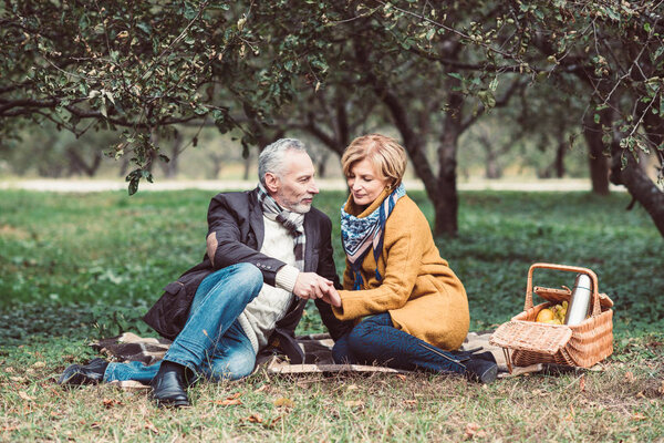 Beautiful mature couple in park