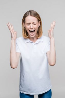 yelling stressed woman clipart
