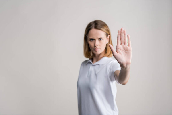 woman with stop symbol