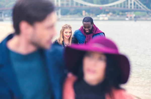 Pleasant stroll on river beach — Stock Photo