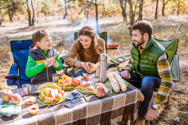 Familia feliz en el picnic - foto de stock