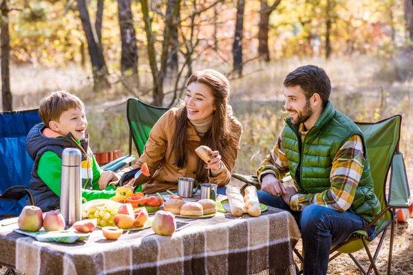 Familia feliz en el picnic - foto de stock