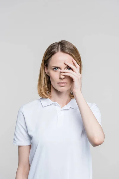 Attractive frightened woman — Stock Photo