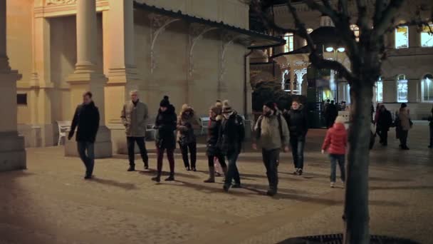 Karlovy Vary akşam şehir — Stok video