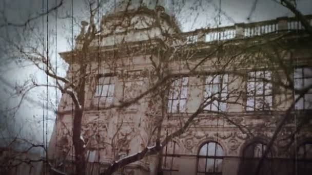 Stary film. Praga, Republika Czeska. — Wideo stockowe