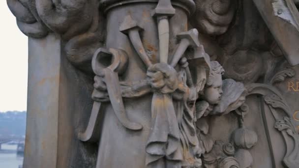 Estatua de la antigua Praga, escultura — Vídeo de stock