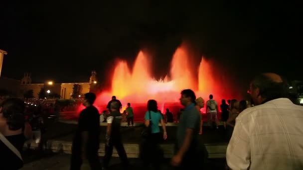 Поющие фонтаны, Барселона — стоковое видео