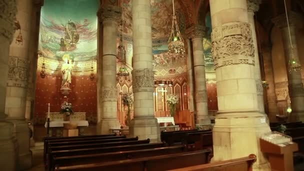 Tibidabo Tempel Kirche Innenraum — Stockvideo