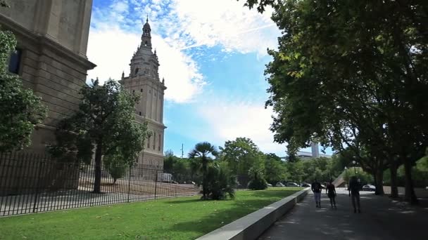 Palau Nacional letní městský park — Stock video