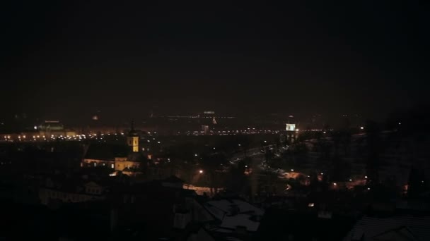 Prag 'ın gece manzarası — Stok video