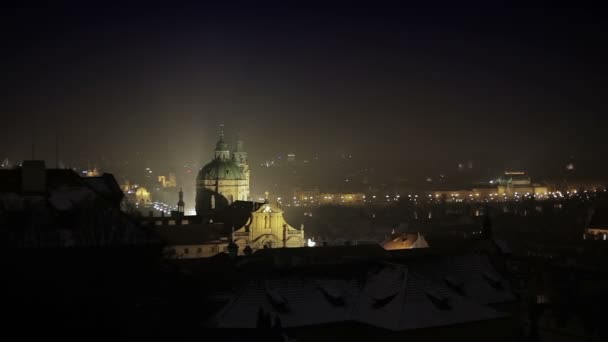 Vista noturna de Praga — Vídeo de Stock