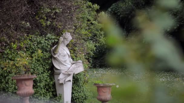 Beelden en sculpturen, gelegen in het park Della Reggia di Caserta — Stockvideo