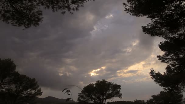 El cielo nocturno de España en los suburbios de Cala Mendia — Vídeos de Stock