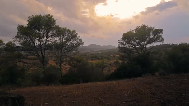 El cielo nocturno de España en los suburbios de Cala Mendia — Vídeos de Stock