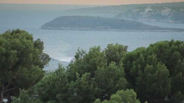Panorama der Meeresbucht. spanische strände in costa den blanes. Mallorca — Stockvideo