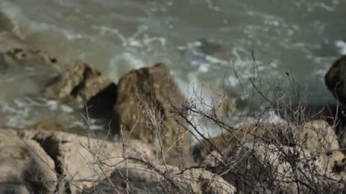 Deniz ve kıyı kaya sörf. Costa den Blanes İspanyol plajlar. Mallorca