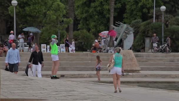 Pěší a turisty na dovolené. — Stock video