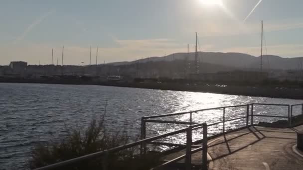 Terraplén, estacionamiento de yates Palma de Mallorca — Vídeo de stock