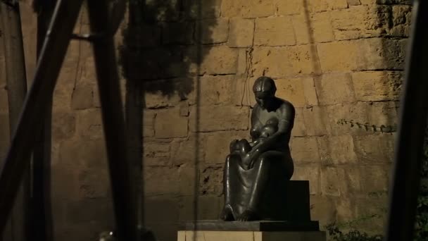 Squares and monuments of the evening city. Palma de Mallorca — Stock Video