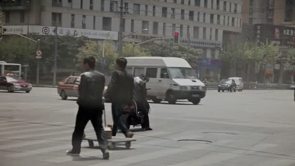 Китайский город Шанхай . — стоковое видео