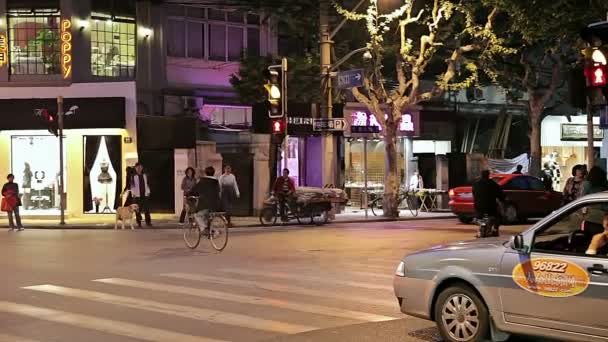 Evening streets of Shanghai. — Stock Video