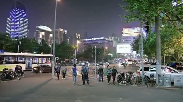 Evening streets of Shanghai. — Stock Video