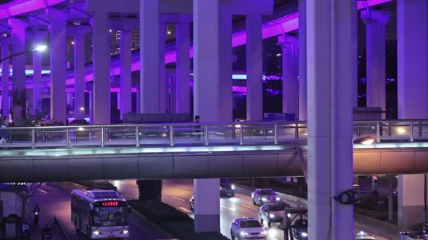 Evening streets of Shanghai. — Stock Video