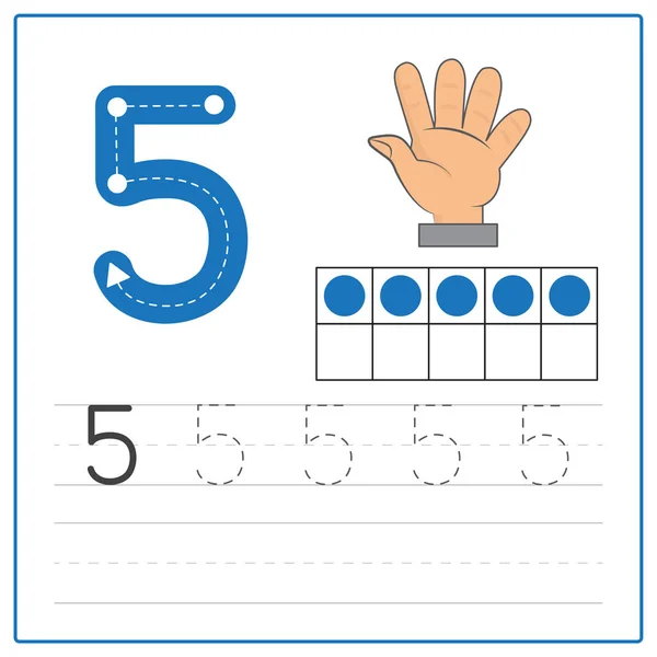 Number writing practice 5 — Stock Vector