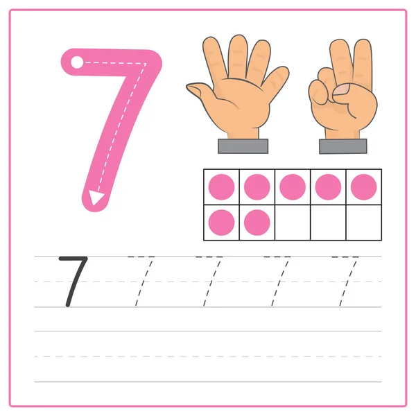 Number writing practice 7 — Stock Vector