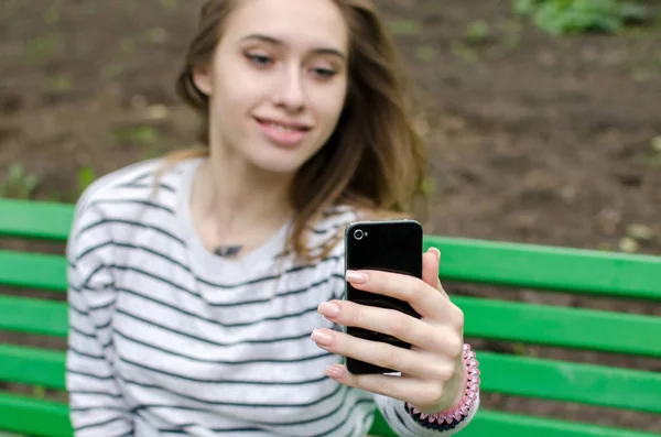 Young girl making selfie — Stock Photo, Image