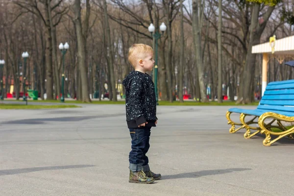 Μικρό αγόρι περπατά στο πάρκο — Φωτογραφία Αρχείου