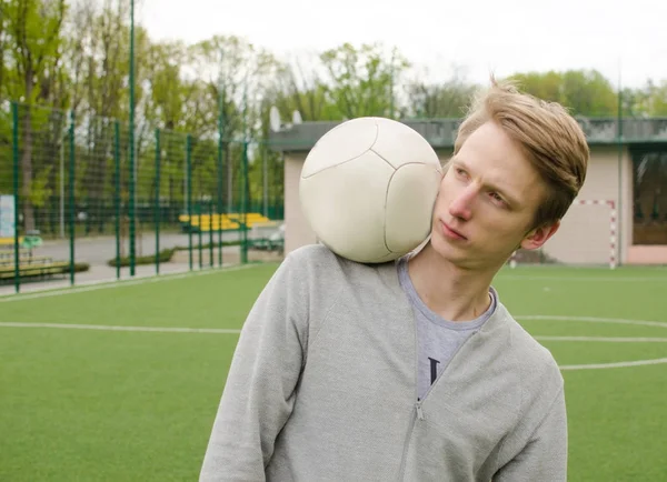 Young man making football freestyle — Stock Photo, Image