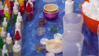 Farklı tatlar ve el yapımı Sabun oluşturma closeup için malzemeler