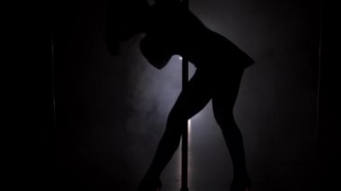 Genç kadının siluet kutup closeup dans ince