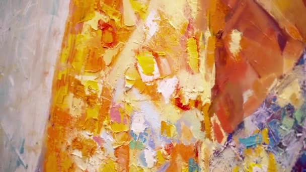 An artist paining picture on the canvas closeup — Stock Video