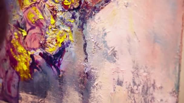 Resim tuval üzerinde paining sanatçı — Stok video