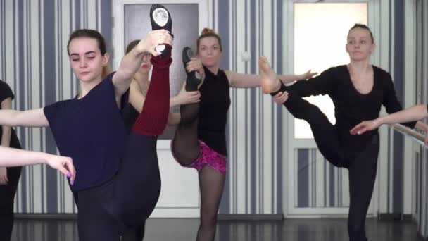 Groupe de stagiaires effectuant les exercices d'étirement — Video