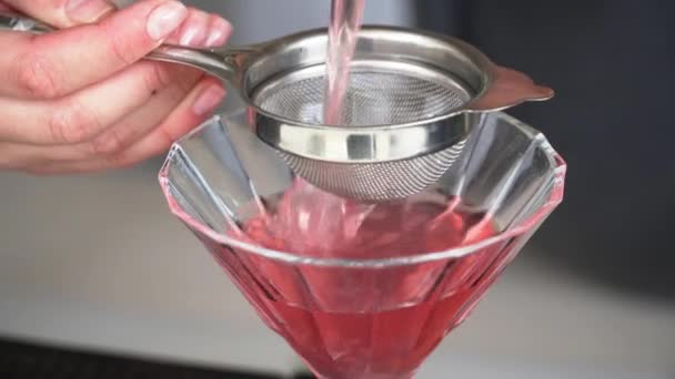 Close-up do barman fazendo um coquetel de frutas — Vídeo de Stock