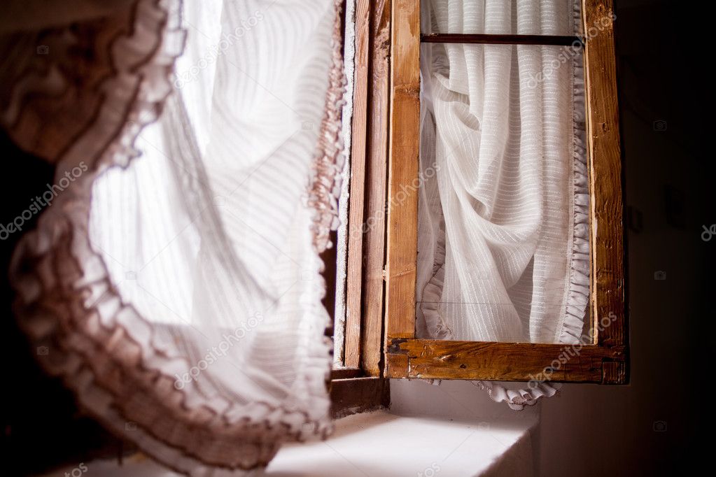 Vintage Windows with curtains