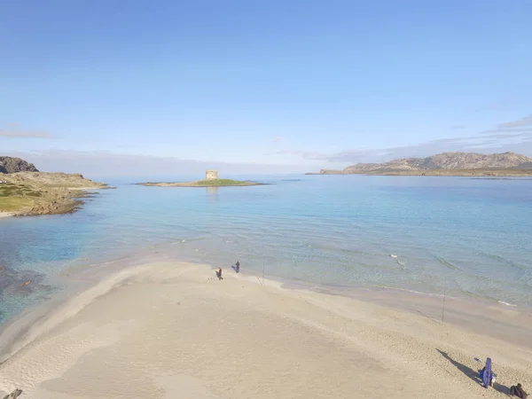 Havadan görünümü, plaja, Sardinya, kristal berraklığında su, İtalya