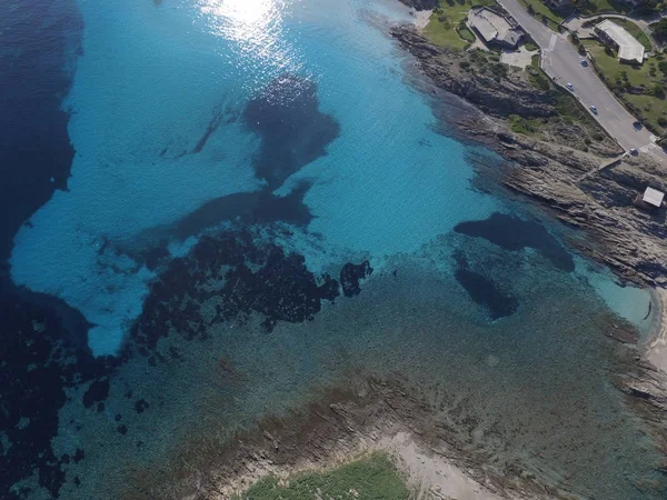 Havadan görünümü, plaja, Sardinya, kristal berraklığında su, İtalya