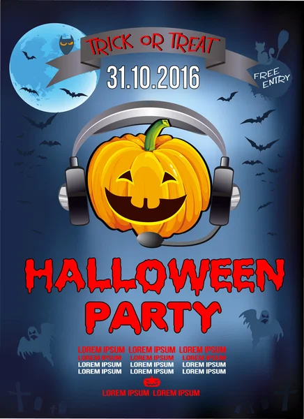 Bir Cadılar Bayramı partisi, kabak dj, illüstrasyon, poster, tebrik kartı için davet.