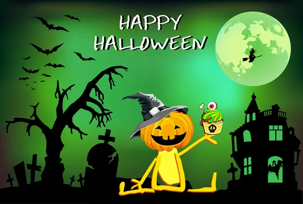 Mutlu Halloween balkabağı eğlenceli kek yeşil ile