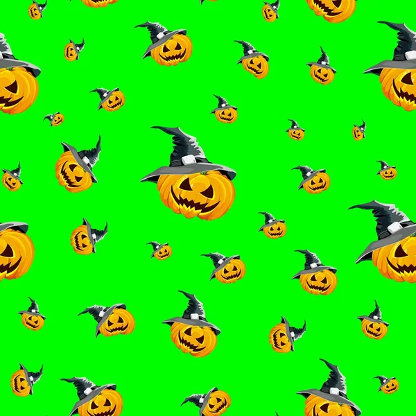 Seamless background for the holiday Halloween pumpkin with hat, an editable file. — Stock vektor
