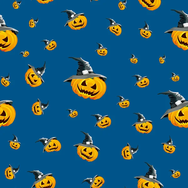 Seamless background for the holiday Halloween pumpkin, color dark blue. ストックイラスト