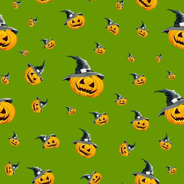 Seamless background for the holiday Halloween pumpkin in the hat. ベクターグラフィックス