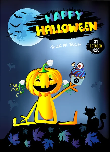 Mutlu Cadılar Bayramı, kabak pasta, mavi kızla.