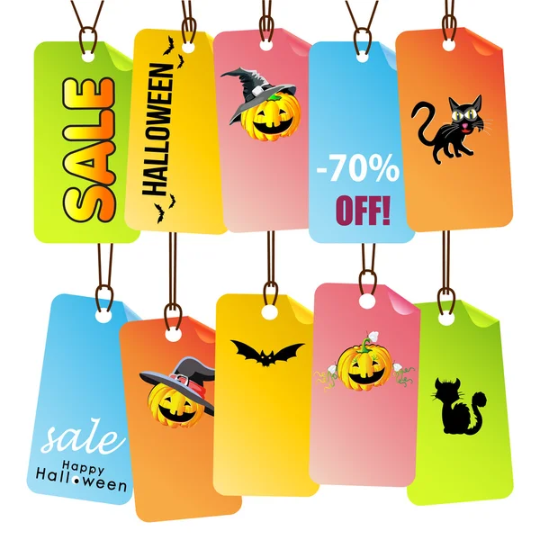 Cadılar Bayramı illüstrasyon. Satış, indirimler ve teklifler. Etiketler.