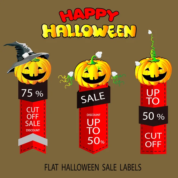 Halloween illustration. Set of tags, labels flat. Editable file. Red. Sales, discounts and offers. ストックイラスト